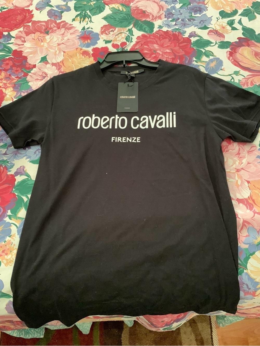 Roberto Cavalli Black Logo Crewneck T-Shirt